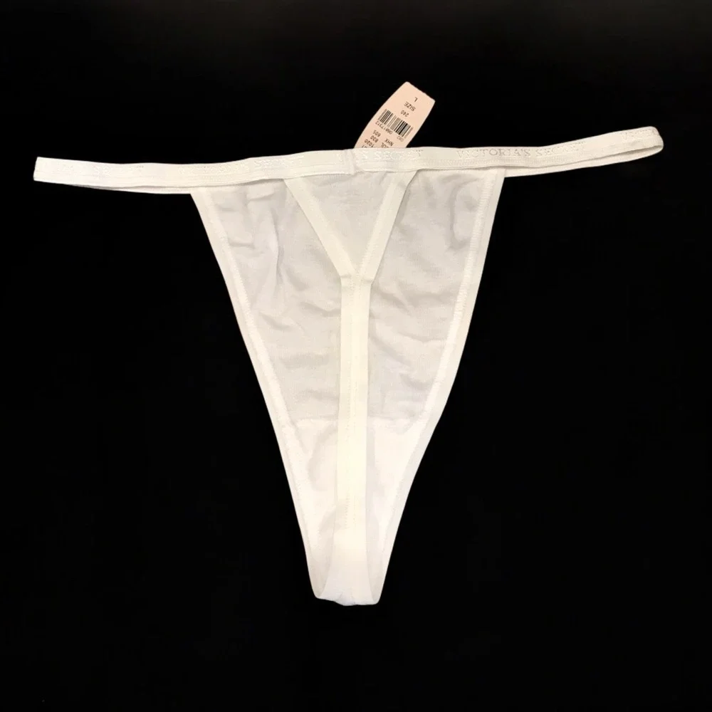 NWT Victoria's Secret Vintage Signature Cotton Logo V  String Thin Band Thong LG